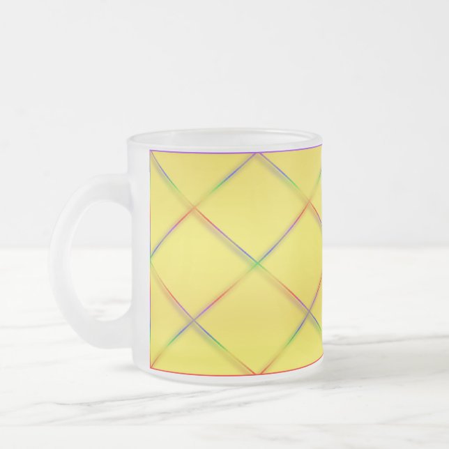 Taza De Cristal Esmerilado Personalizable Rainbow Trellis Yellow Mug (Izquierda)