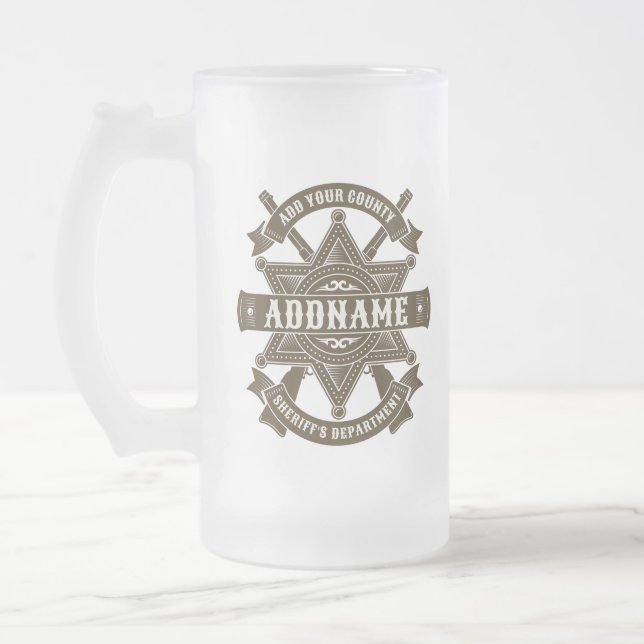 Taza De Cristal Esmerilado Personalización de la placa del alguacil del antig (Izquierda)