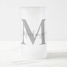 Taza De Cristal Esmerilado Personalización de monograma nombre inicial escala