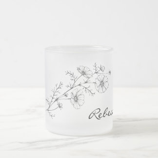 Taza De Cristal Esmerilado Personalización de nombre Floral Frosted Mug