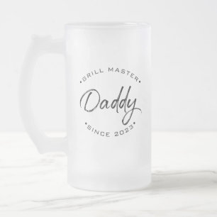 Taza De Cristal Esmerilado Personalizado año Manejo Grill Master Papi
