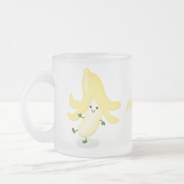 Taza De Cristal Esmerilado Personalizado bananero Cute kawaii (Izquierda)