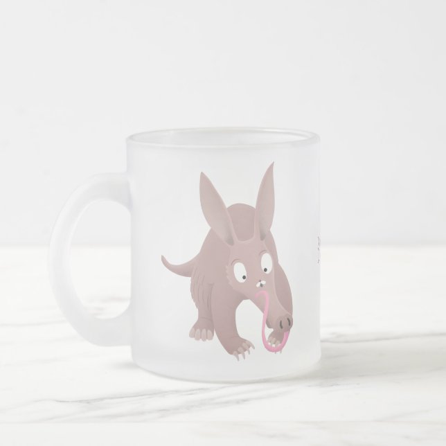 Taza De Cristal Esmerilado Personalizado de aardvark gracioso (Izquierda)
