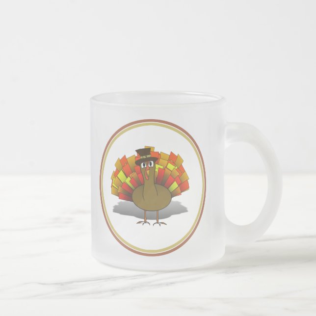 Taza De Cristal Esmerilado Personalizado de Acción de Gracias Peregrino Turqu (Derecha)