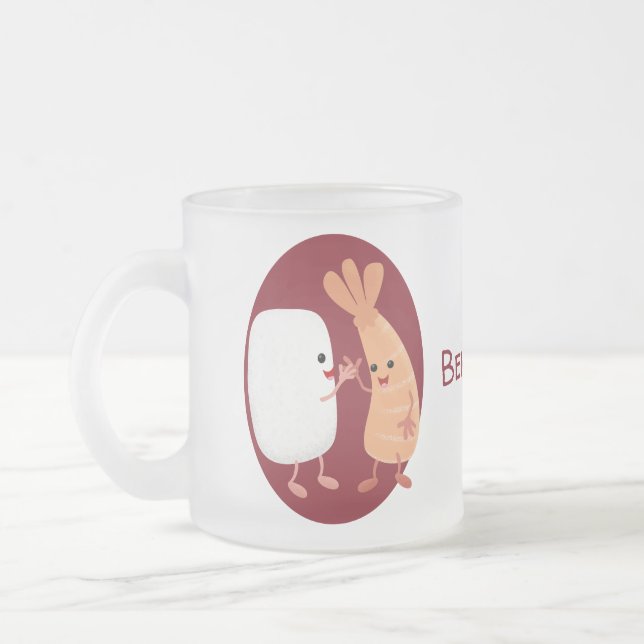 Taza De Cristal Esmerilado Personalizado de amigos de la pradera de arroz dul (Izquierda)