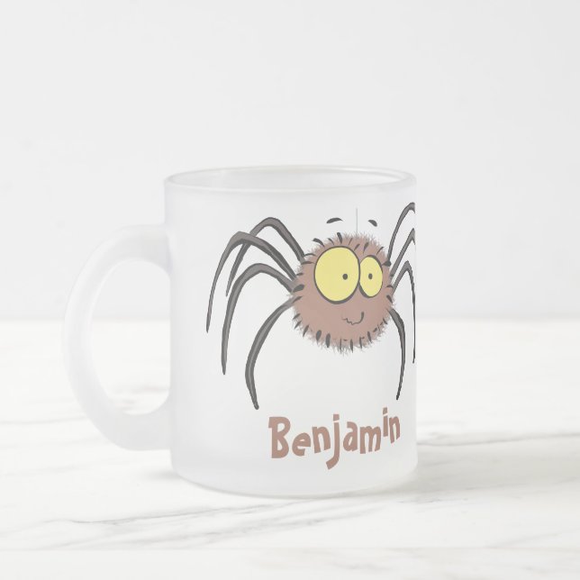 Taza De Cristal Esmerilado Personalizado de araña suave y adorable (Izquierda)