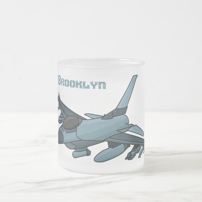 Taza De Cristal Esmerilado Personalizado de avión de combate militar (Centro)