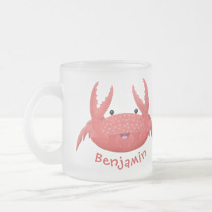 Taza De Cristal Esmerilado Personalizado de cangrejo rojo lindo ilustracion