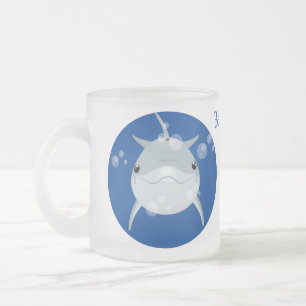 Taza De Cristal Esmerilado Personalizado de delfín kawaii feliz