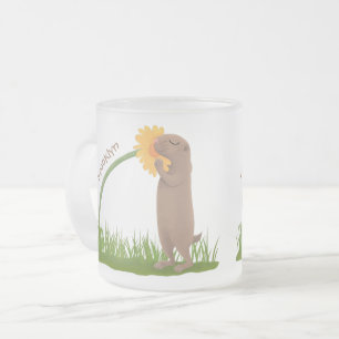 Taza De Cristal Esmerilado Personalizado de flor de esnifado de perro de prad