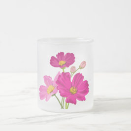Taza De Cristal Esmerilado Personalizado de flores Cosmos de jardín brillante