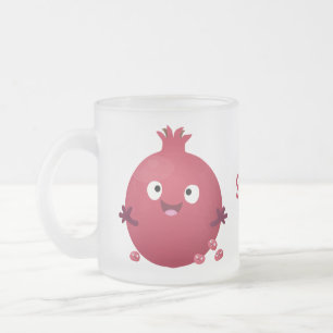 Taza De Cristal Esmerilado Personalizado de frutas pomegranadas alegres