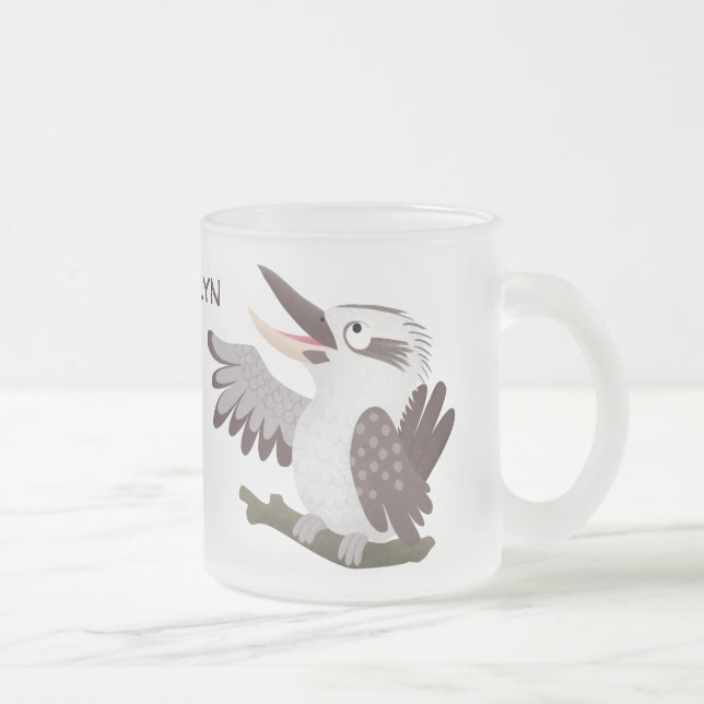 Taza De Cristal Esmerilado Personalizado de kookaburra gracioso (Derecha)