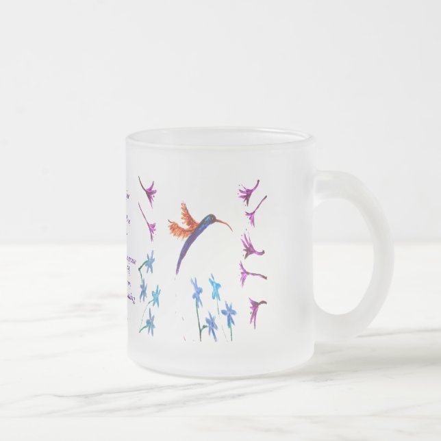 Taza De Cristal Esmerilado Personalizado de las flores de Hummingbird (Derecha)