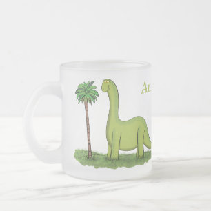 Taza De Cristal Esmerilado Personalizado de los dinosaurios de brontosauro ve
