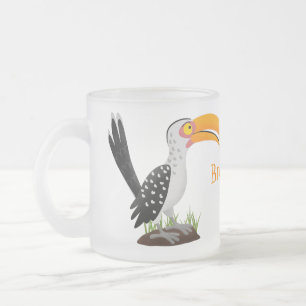 Taza De Cristal Esmerilado Personalizado de pájaro safari de buey amarillo di