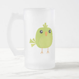Taza De Cristal Esmerilado Personalizado de pájaro verde
