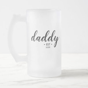 Taza De Cristal Esmerilado Personalizado de papi moderno año fundado