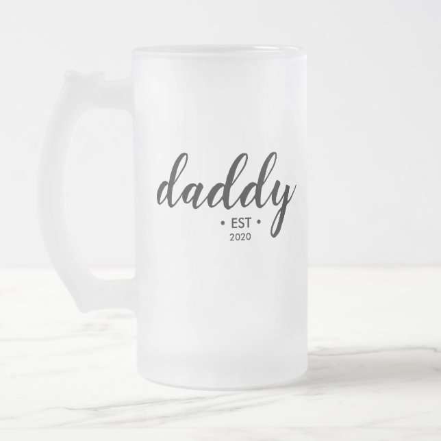 Taza De Cristal Esmerilado Personalizado de papi moderno año fundado (Izquierda)