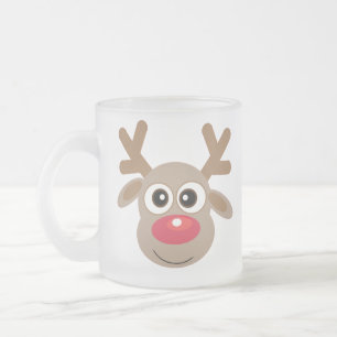 Taza De Cristal Esmerilado Personalizado de renos Navidades aburridos blanco 