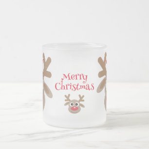 Taza De Cristal Esmerilado Personalizado de renos Navidades aburridos blanco 