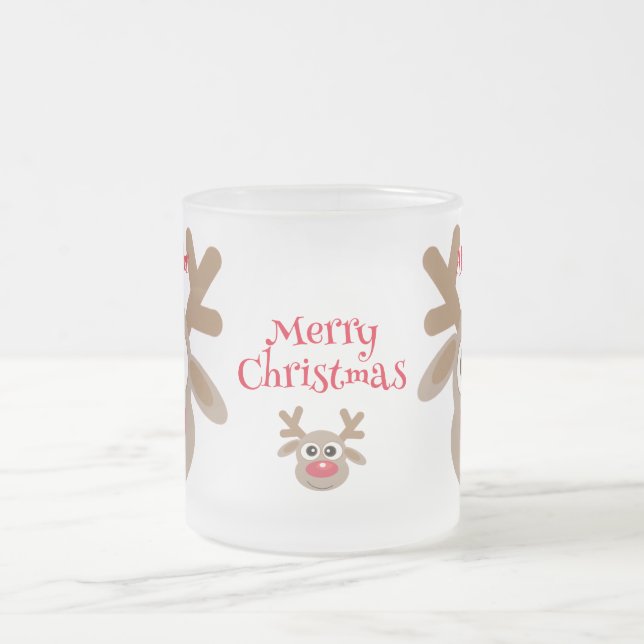 Taza De Cristal Esmerilado Personalizado de renos Navidades aburridos blanco  (Centro)