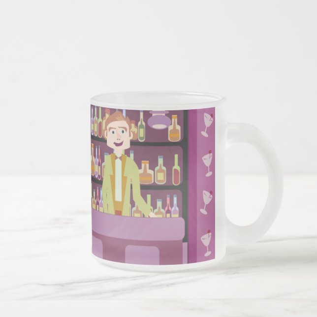 Taza De Cristal Esmerilado Personalizado de vida nocturna de bar romántico de (Derecha)