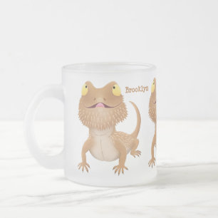 Taza De Cristal Esmerilado Personalizado del lagarto de dragón barbudo
