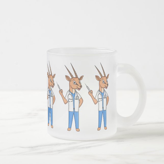 Taza De Cristal Esmerilado Personalizado del médica del antílope de Gemsbok (Derecha)