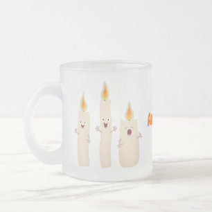Taza De Cristal Esmerilado Personalizado del trío de velas de canto lindo