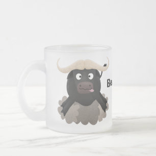 Taza De Cristal Esmerilado Personalizado divertida de búfalo de agua corrient