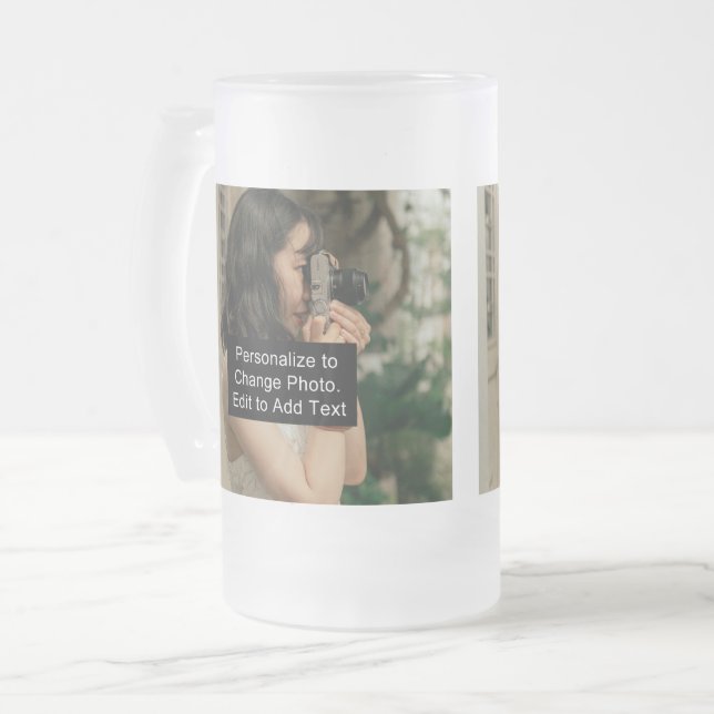Taza De Cristal Esmerilado Personalizado dos fotos eslogan de arte 16 oz (Anverso izquierdo)