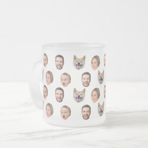 Taza De Cristal Esmerilado Personalizado Face Photo Family Mug, 4 Fotos Mug