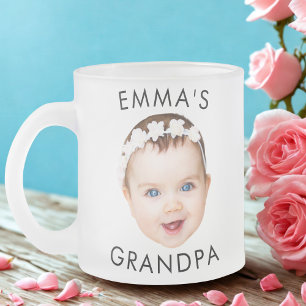 Taza De Cristal Esmerilado Personalizado Foto Face Mug Mom Abuela Abuela Cump