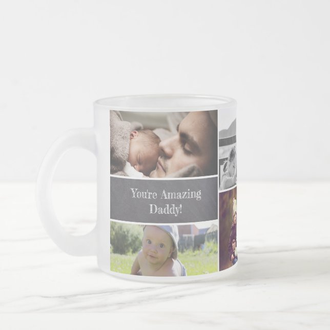 Taza De Cristal Esmerilado Personalizado, foto Personalizado Día del Padre (Izquierda)