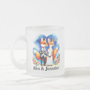 Taza De Cristal Esmerilado Personalizado Fox Couple Names Personalizado