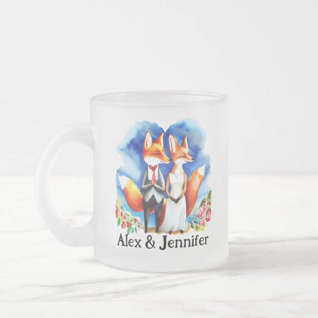 Taza De Cristal Esmerilado Personalizado Fox Couple Names Personalizado (Izquierda)