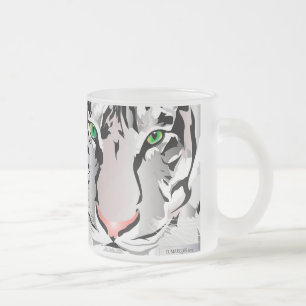 TAZA DE CRISTAL ESMERILADO PERSONALIZADO FROST MUG-TIGER-BLANCO/GRIS