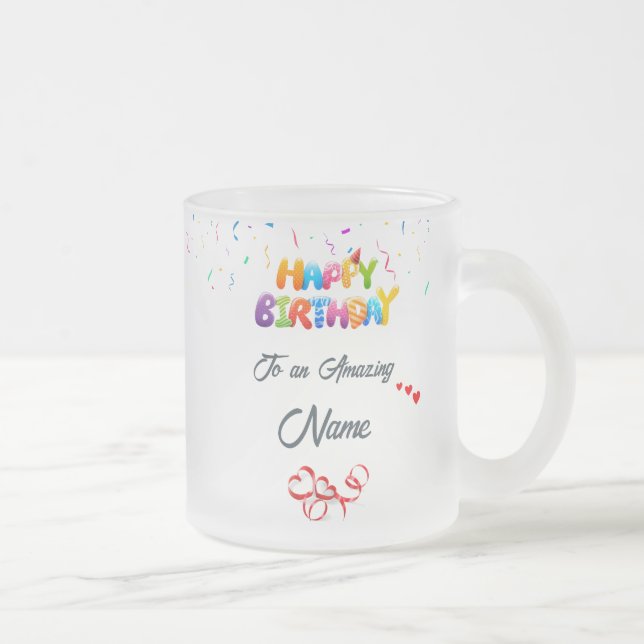 Taza De Cristal Esmerilado Personalizado Frosted Glass Mug - Elegante regalo  (Derecha)