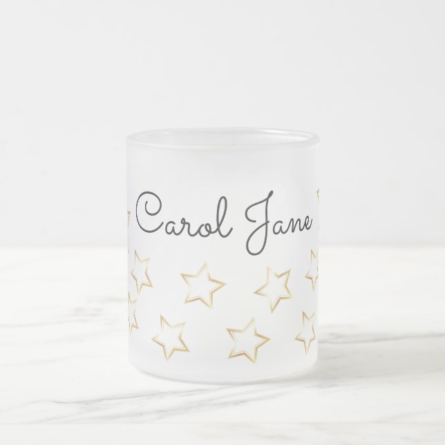 Taza De Cristal Esmerilado Personalizado Frosted Mug con nombre editable por  (Centro)
