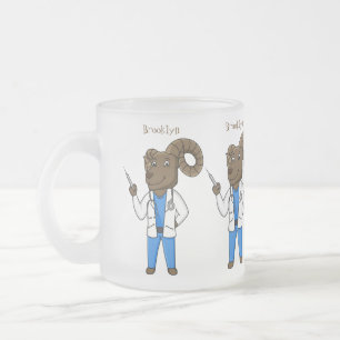 Taza De Cristal Esmerilado Personalizado médica ilustracion de ovino de Bigho