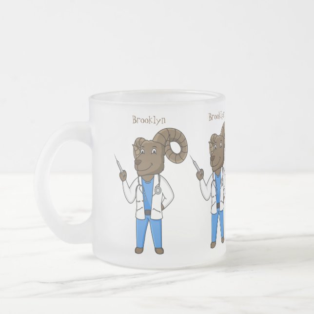 Taza De Cristal Esmerilado Personalizado médica ilustracion de ovino de Bigho (Izquierda)