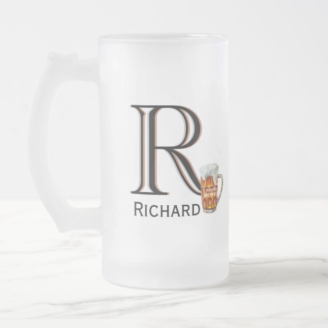 Taza De Cristal Esmerilado Personalizado Monograma Primer nombre Mensaje de d (Izquierda)