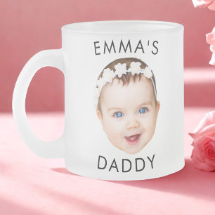 Taza De Cristal Esmerilado Personalizado Mug, Baby Mug, Dad Birday Gift, Face