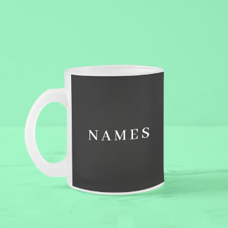 Taza De Cristal Esmerilado Personalizado negro simple Añadir su nombre elegan
