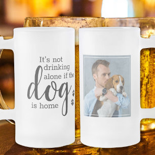 Taza De Cristal Esmerilado Personalizado, no es beber solo si el perro es el
