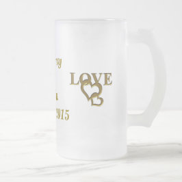 Taza De Cristal Esmerilado Personalizado Novia Groom Love Heart Frosted Glass