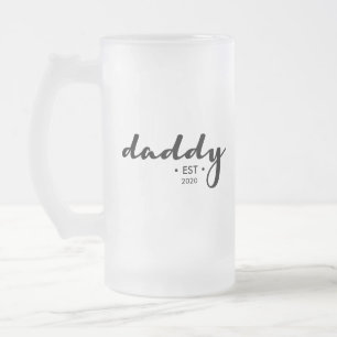 Taza De Cristal Esmerilado Personalizado Papi año fundado Día del Padre