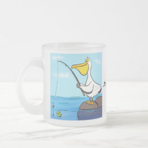 Taza De Cristal Esmerilado Personalizado pelícano de pesca divertida