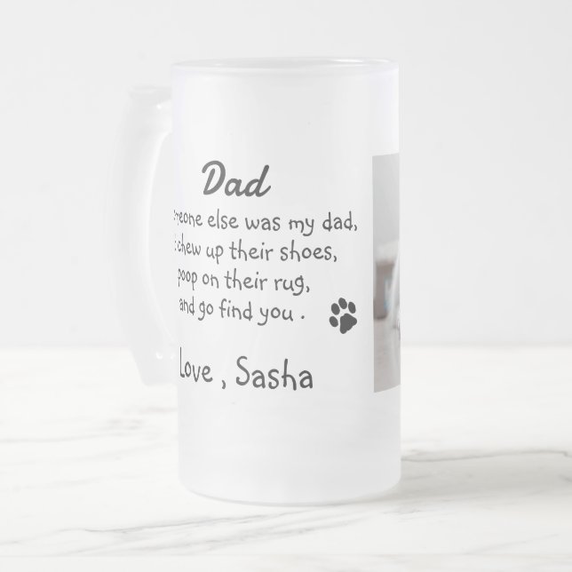 Taza De Cristal Esmerilado Personalizado Photo Dog Dad (Anverso izquierdo)